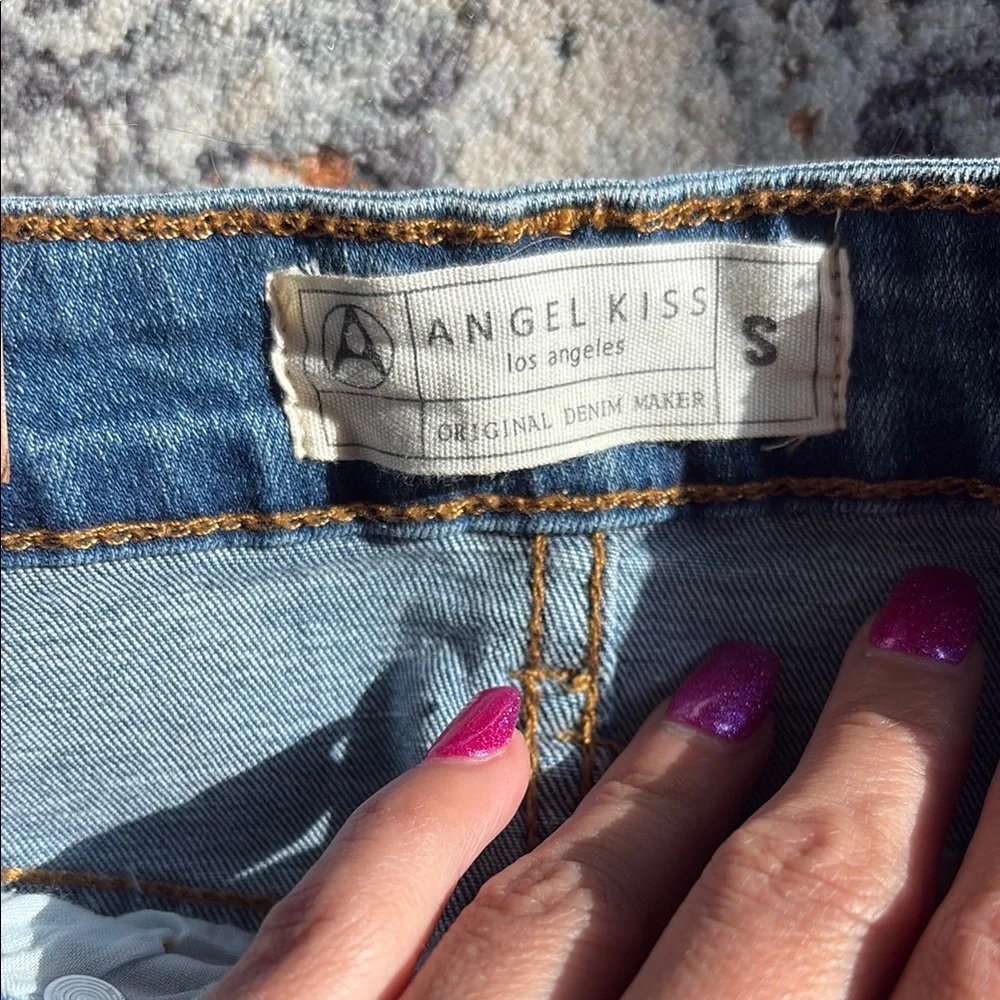 Angel Kiss women’s  Denim Mini Skirt with Red Accents size Small New with tags - Picture 5 of 6